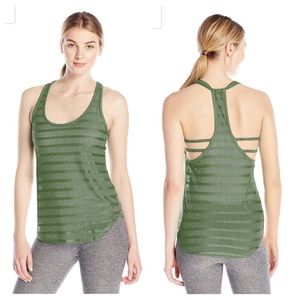 Pink Lotus Lily Banded Sheer Racerback Tank Army S Green